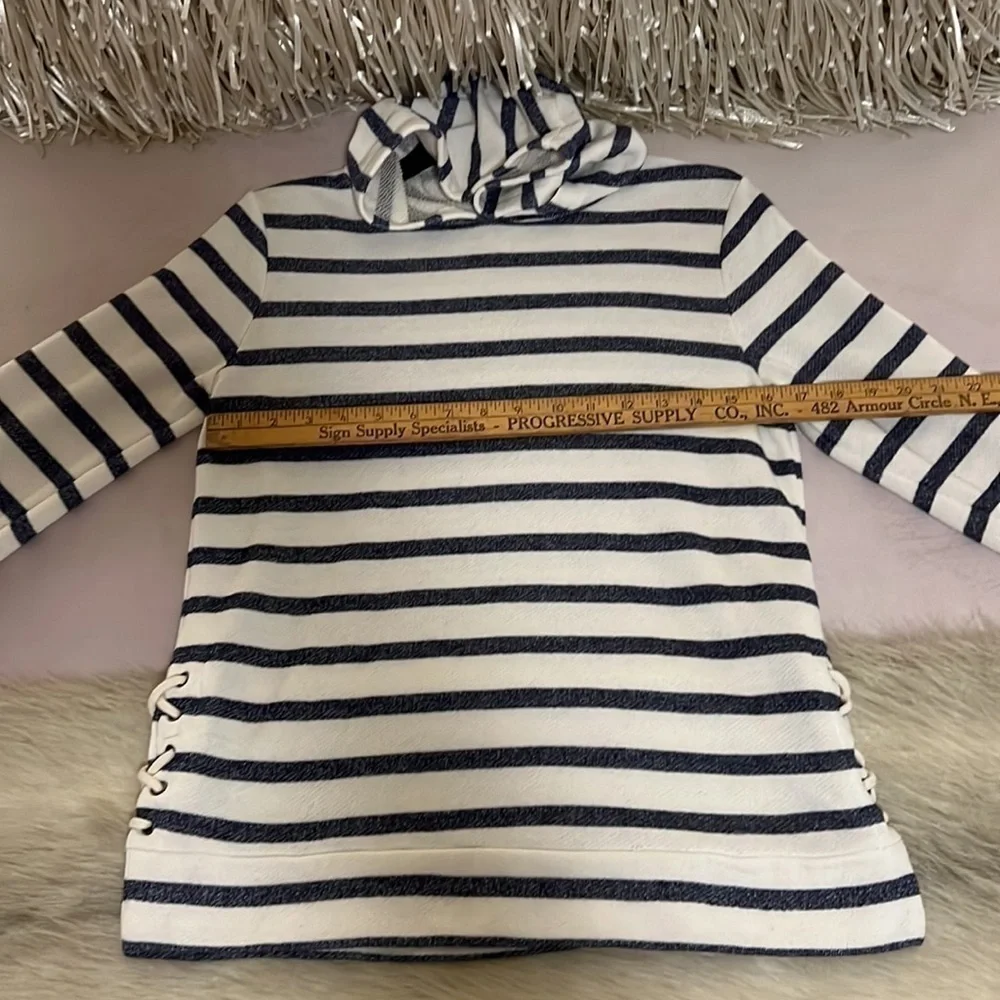 OLD NAVY Off White Navy Blue Striped Sailor Hoodie Pullover Long Sleeve XL